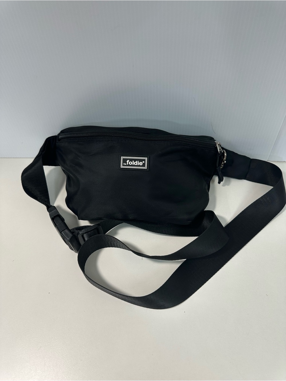 The Foldie Black Adjustable Fanny Pack with RFID Blocking Pocket Travel outdoor